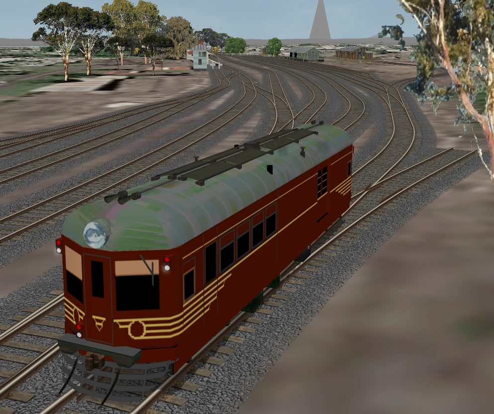 DR400 railmotor testing the reconstructed North Grafton yard in Open Rails.