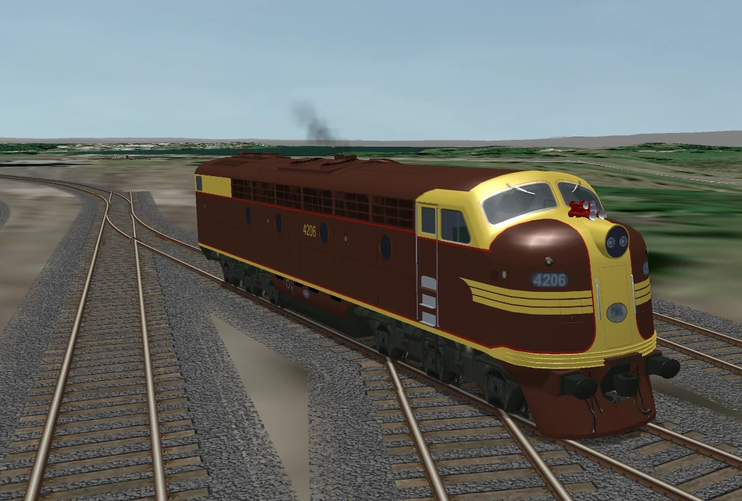 Open Rails test with locomotive 4206 successfully crossing the repaired South Grafton trackwork.