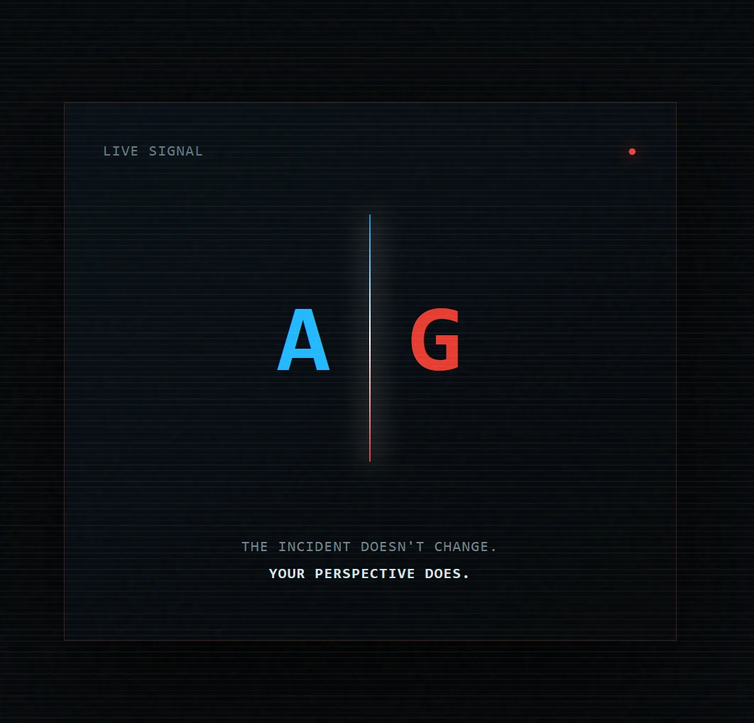 Early TRACEWAKE website concept showing a large blue A and red G separated by a vertical line.